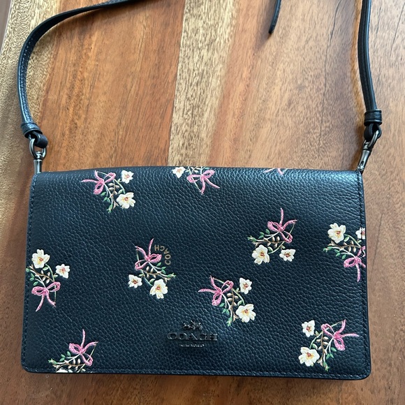 Coach Handbags - Coach Black Crossbody Bag with Floral Design